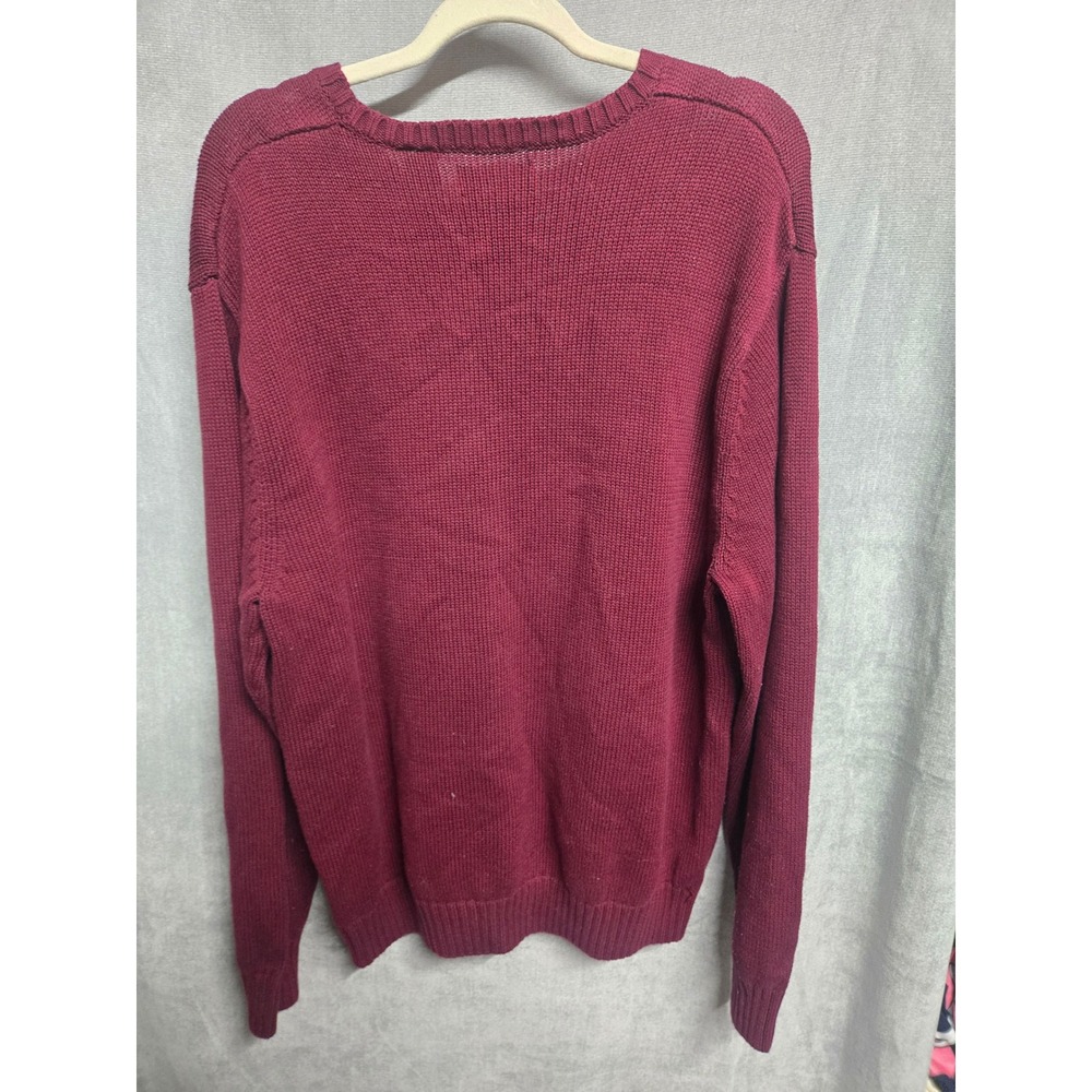 Chaps Mens XXL Burgundy Red Cotton Knit‎ Crewneck Sweater Long Sleeve Pullover - Picture 6 of 6